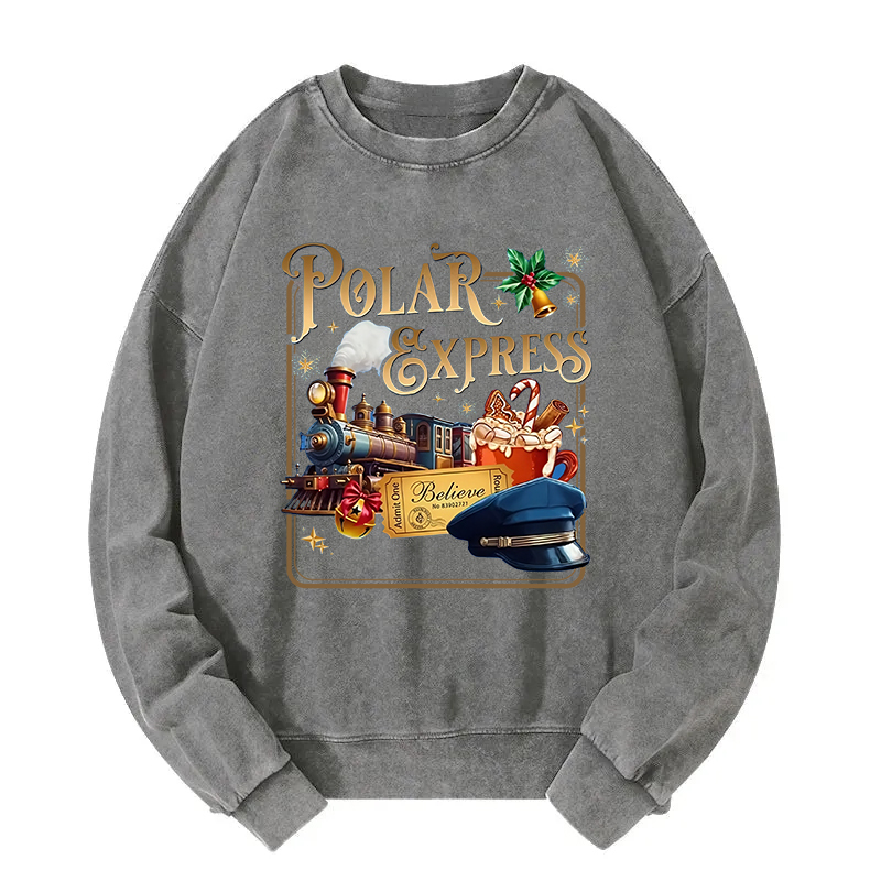 Admit One Believe Christmas Washed Sweatshirt