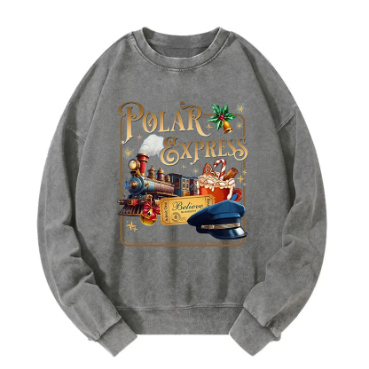 Admit One Believe Christmas Washed Sweatshirt