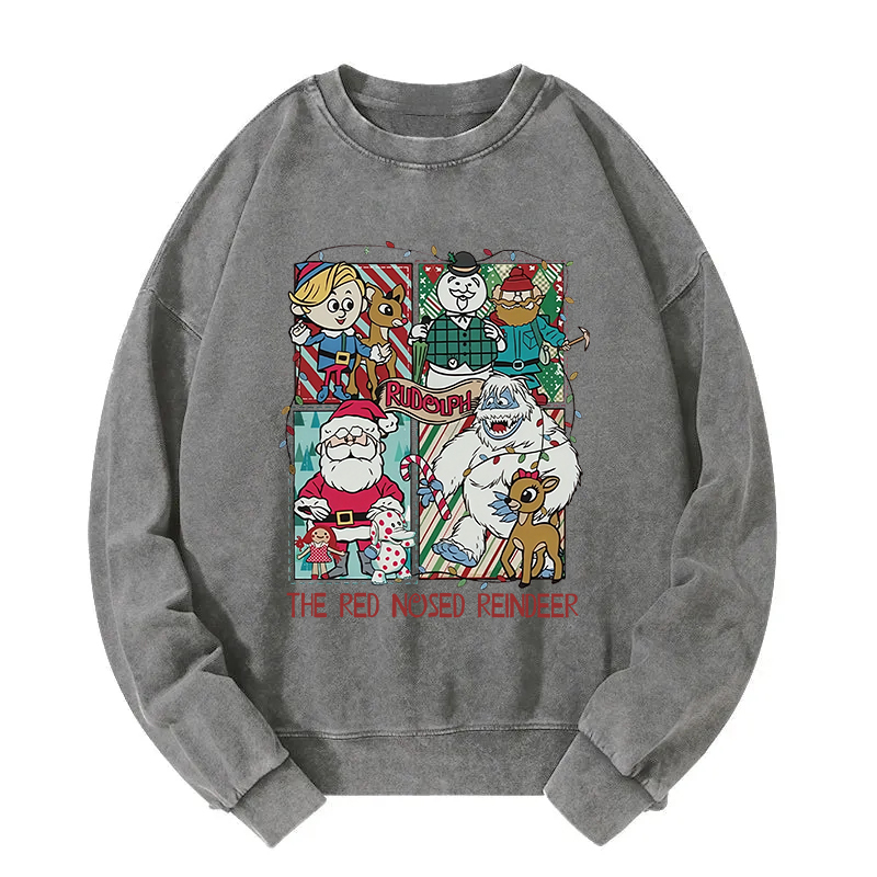 The Red Nosed Reindeer Christmas Washed Sweatshirt