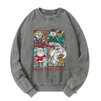 The Red Nosed Reindeer Christmas Washed Sweatshirt