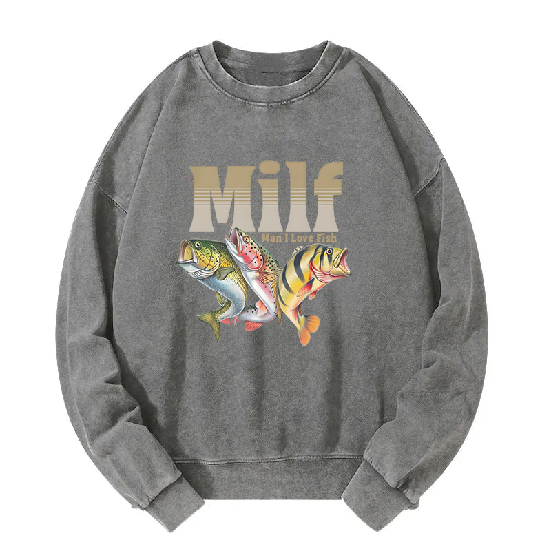 Man I Love Fish Meme Washed Sweatshirt