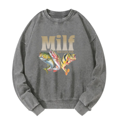 Man I Love Fish Meme Washed Sweatshirt