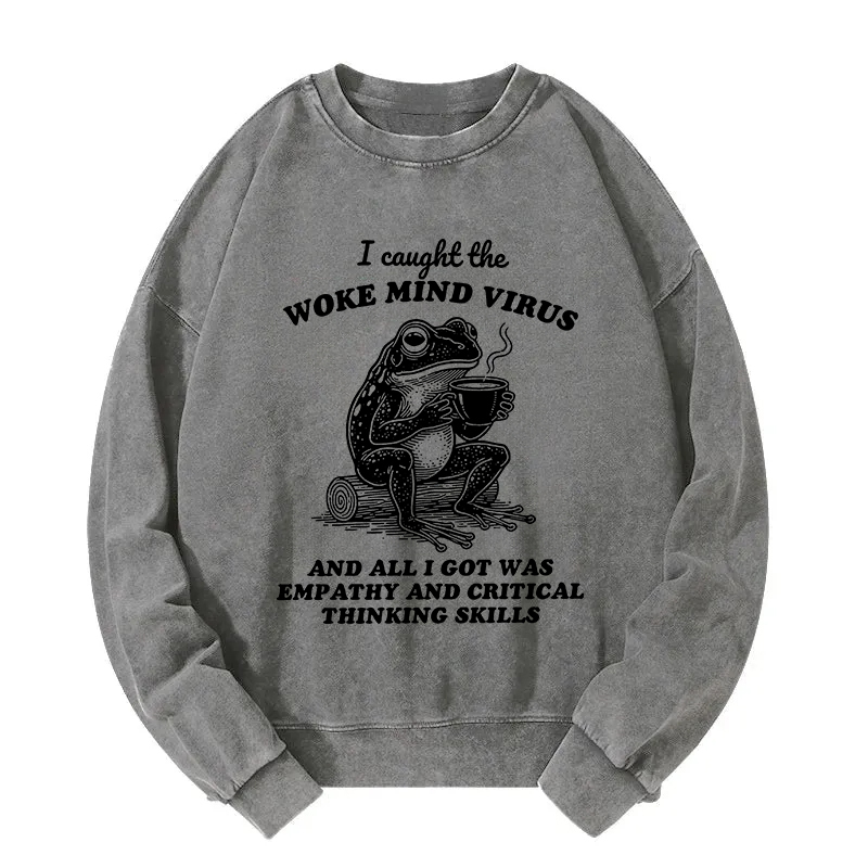 Awakened Thinking Virus Frog Washed Sweatshirt