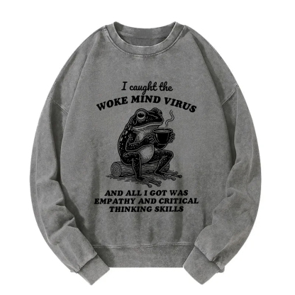 Awakened Thinking Virus Frog Washed Sweatshirt