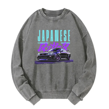Japanese Retro Domestic Motors Washed Sweatshirt
