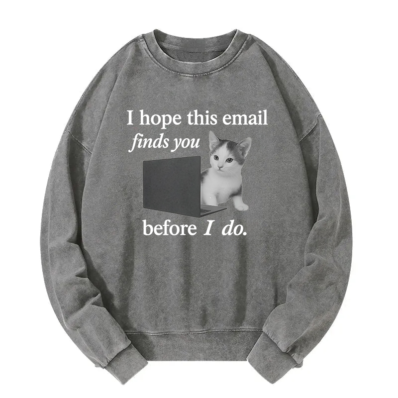 Funny Brainrot Cat Meme Washed Sweatshirt