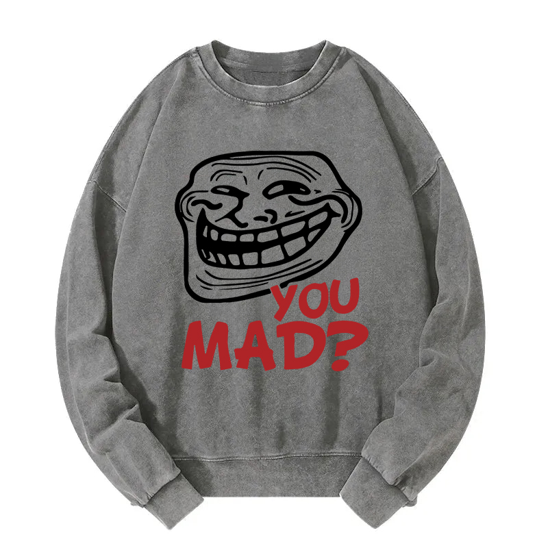 Retro Troll Face Funny Internet Meme Washed Sweatshirt