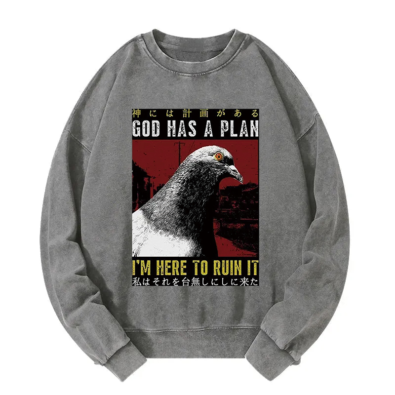 Pigeons That Want To Break The Plan Washed Sweatshirt