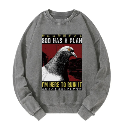 Pigeons That Want To Break The Plan Washed Sweatshirt