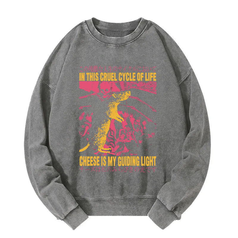 Cheese is My Guiding Light Rat Washed Sweatshirt