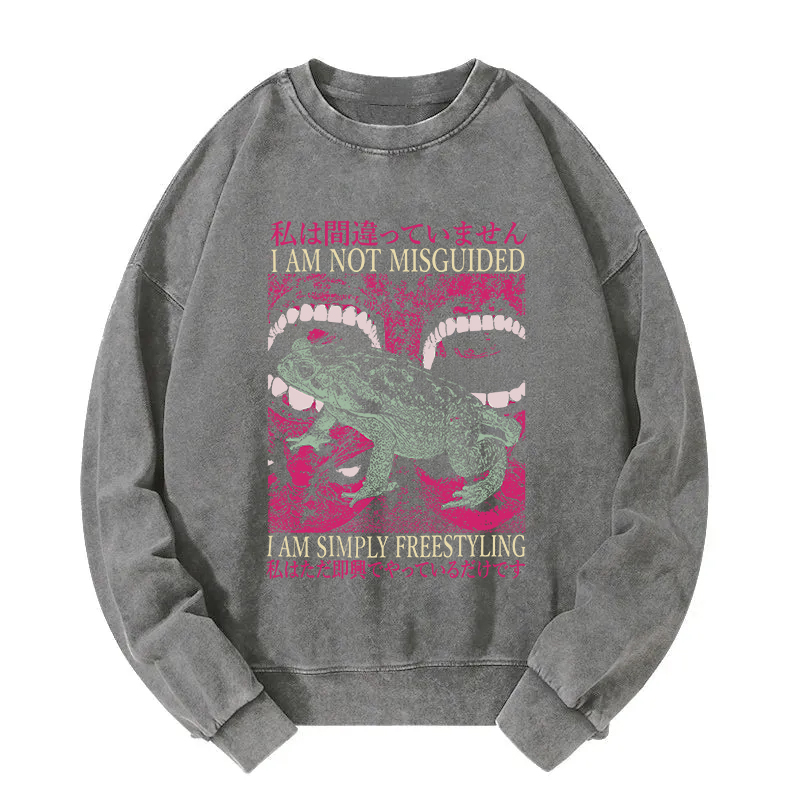 I Am Not Misguided Vintage Japanese Frog Washed Sweatshirt