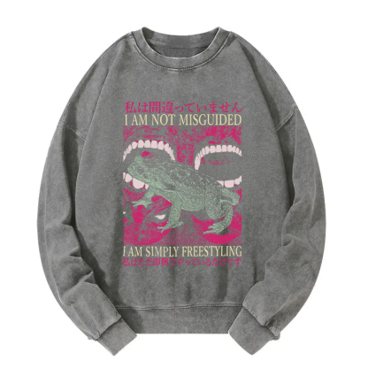 I Am Not Misguided Vintage Japanese Frog Washed Sweatshirt