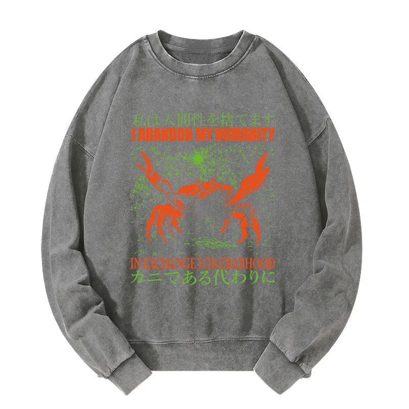 Vintage Japanese Crab Jokes Washed Sweatshirt