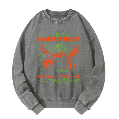 Vintage Japanese Crab Jokes Washed Sweatshirt