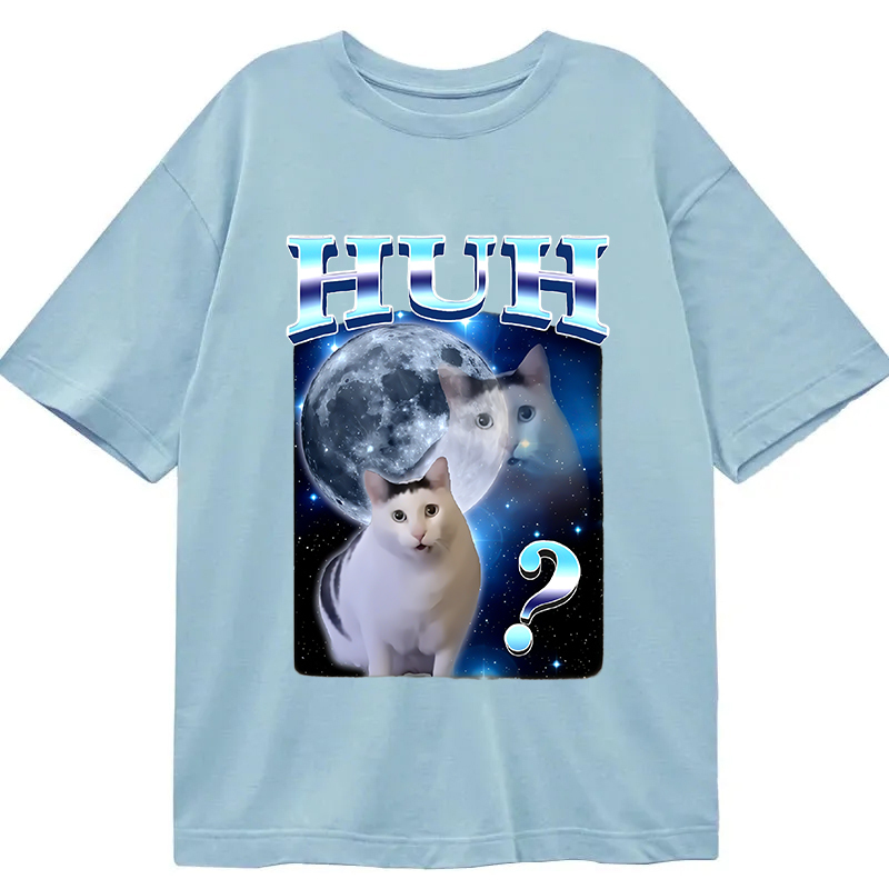 Huh Cat Funny Dank Meme Moon Classic T-Shirt