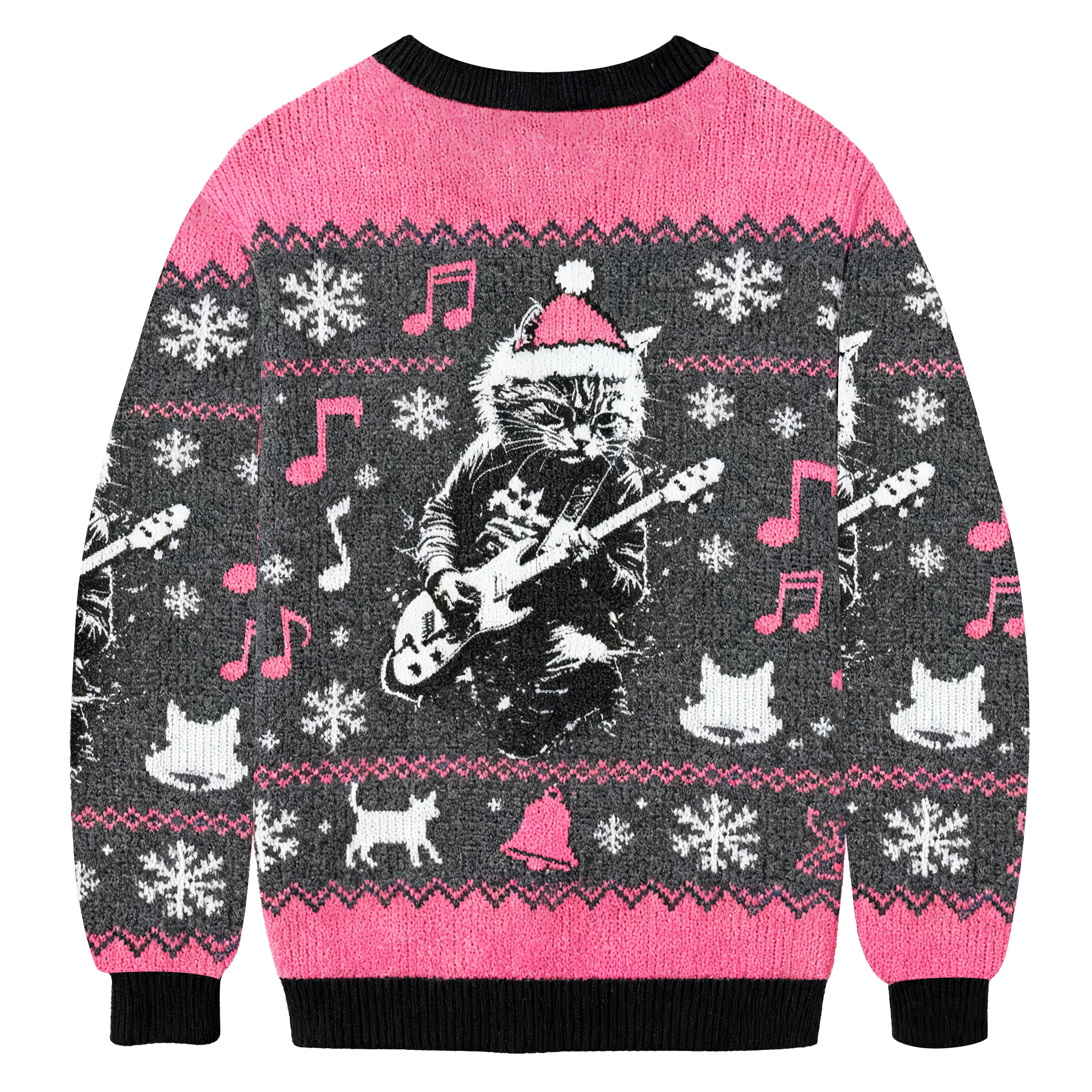 Funny Rock Cat Guitar Ugly Sweatshirt