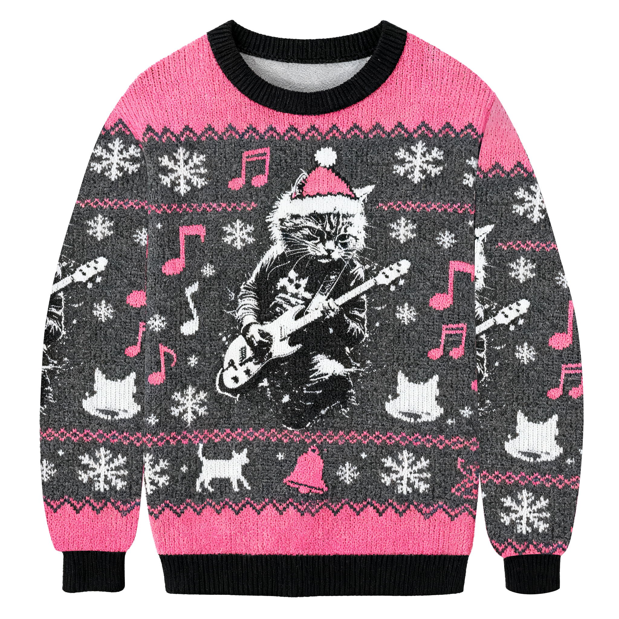 Funny Rock Cat Guitar Ugly Sweatshirt