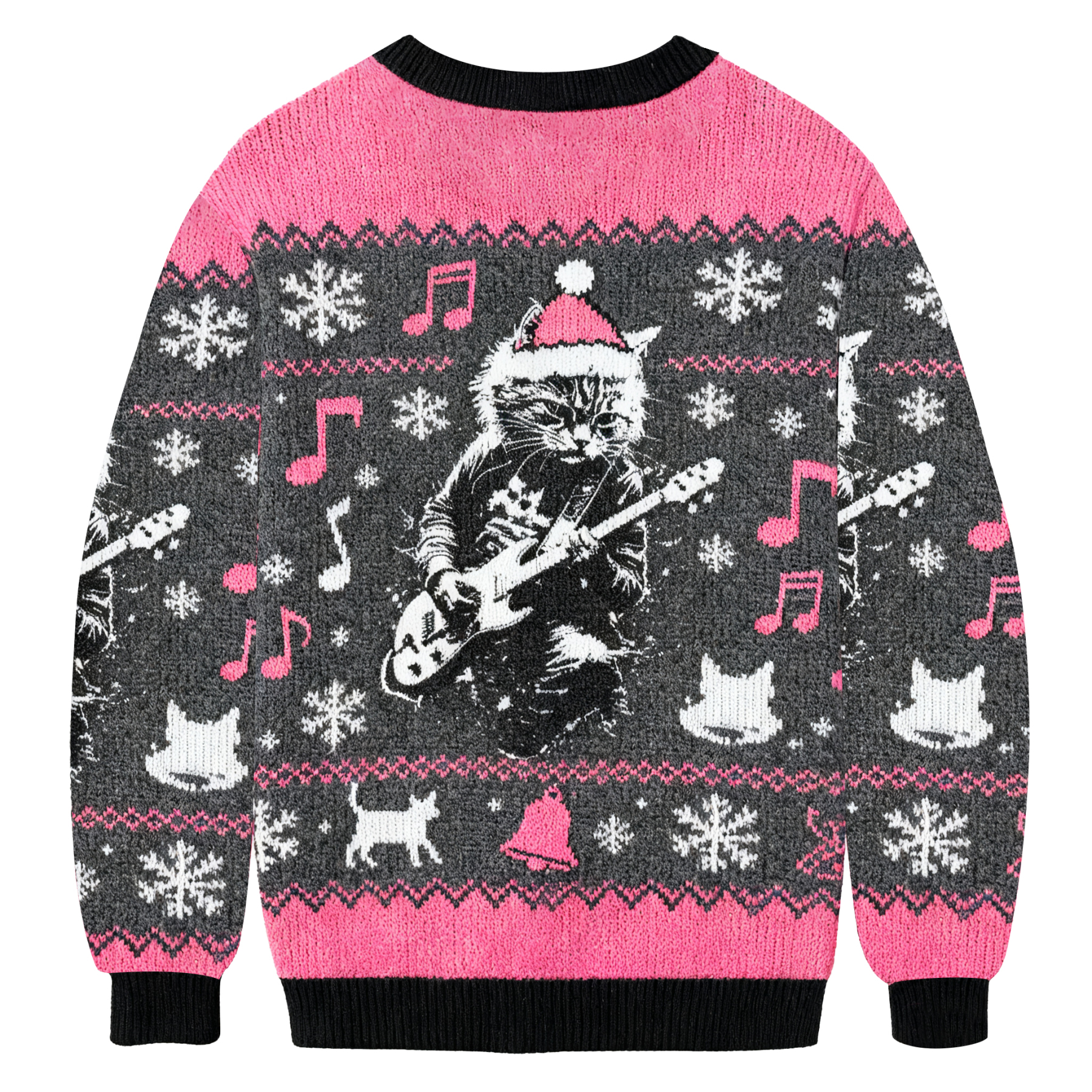Funny Rock Cat Guitar Ugly Sweatshirt
