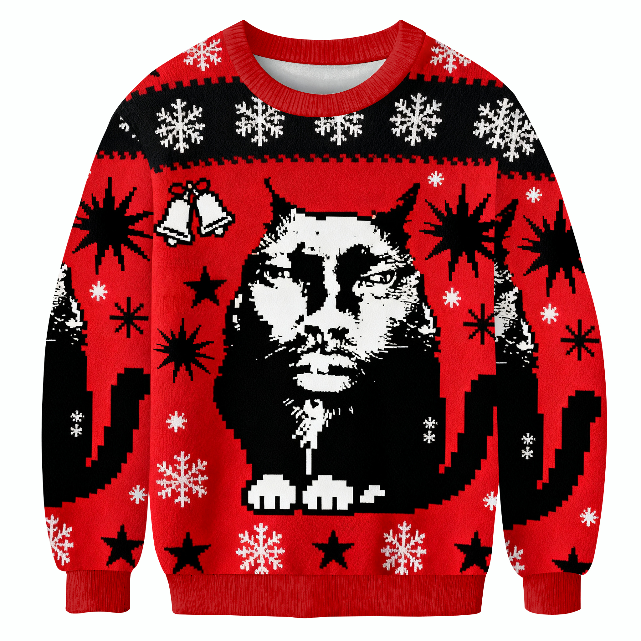 Cat-Man Hybrid Portrait Christmas Ugly Sweatshirt