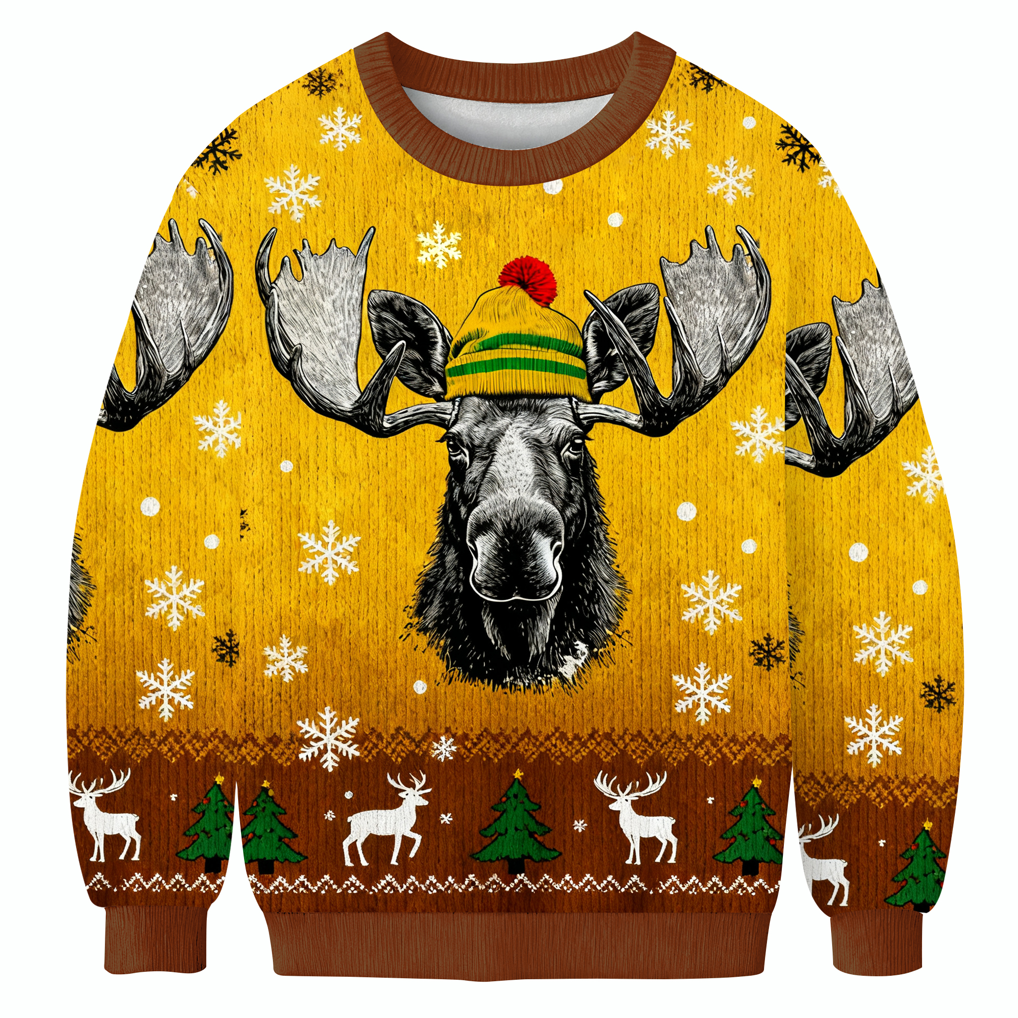 Bull Moose Wearing Beanie Ugly Sweatshirt