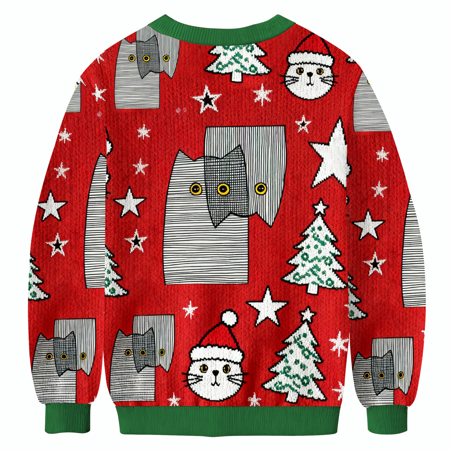 Funny Line Cat Christmas Ugly Sweatshirt