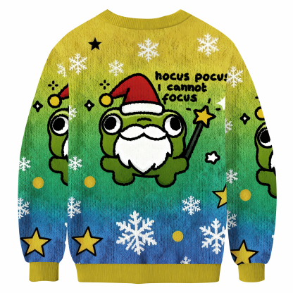 Hocus Pocus I Cannot Focus Funny Frog Christmas Ugly Sweatshirt