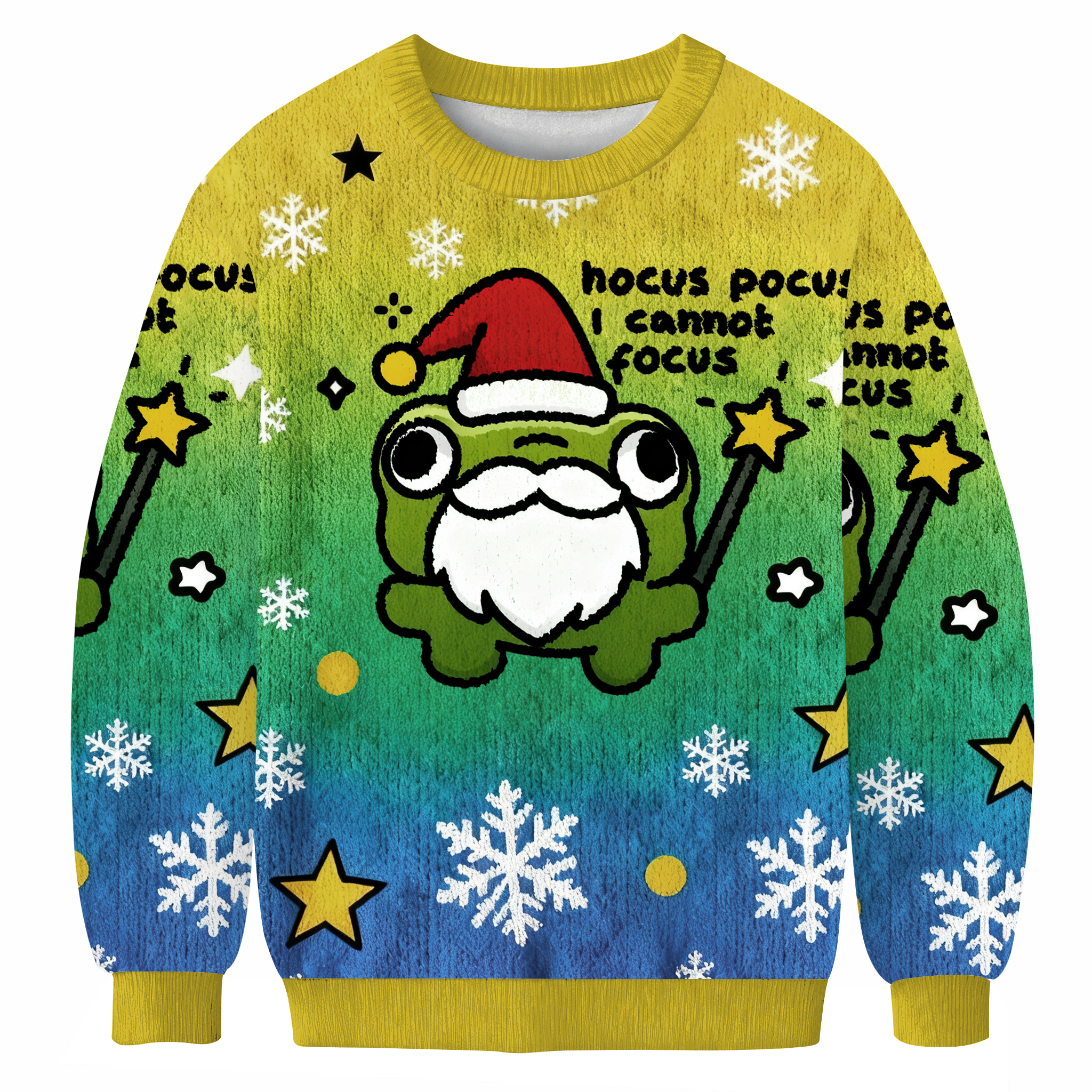 Hocus Pocus I Cannot Focus Funny Frog Christmas Ugly Sweatshirt