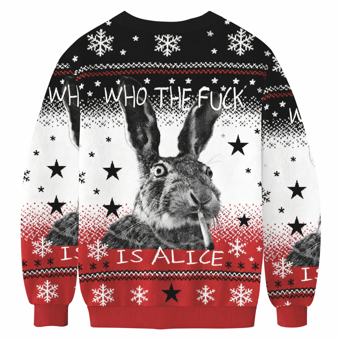 Who The Fuck Is Alice Funny Smoking Rabbit Meme Ugly Sweatshirt