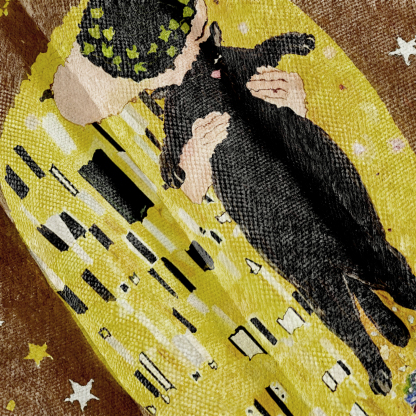 Black Cat In Golden Artwork Ugly Sweatshirt