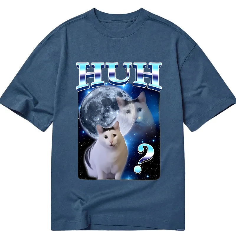 Huh Cat Funny Dank Meme Moon Classic T-Shirt