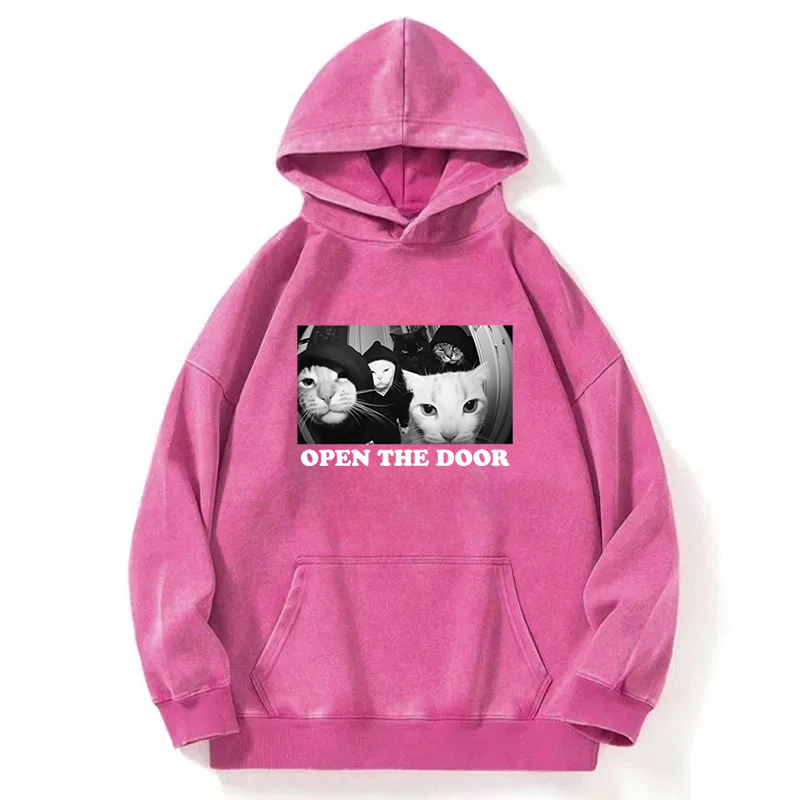 Funny Cat Gang Meme Washed Hoodie