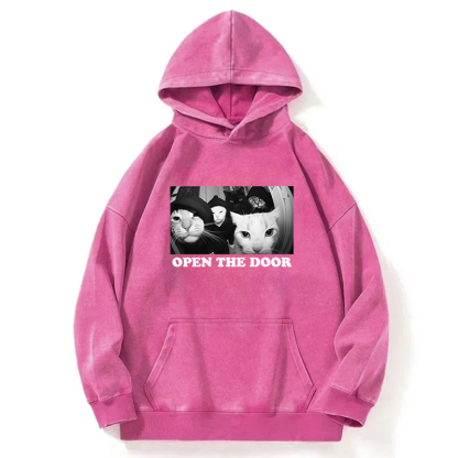 Funny Cat Gang Meme Washed Hoodie