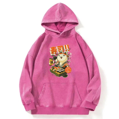 Sushi Chef Cat Washed Hoodie