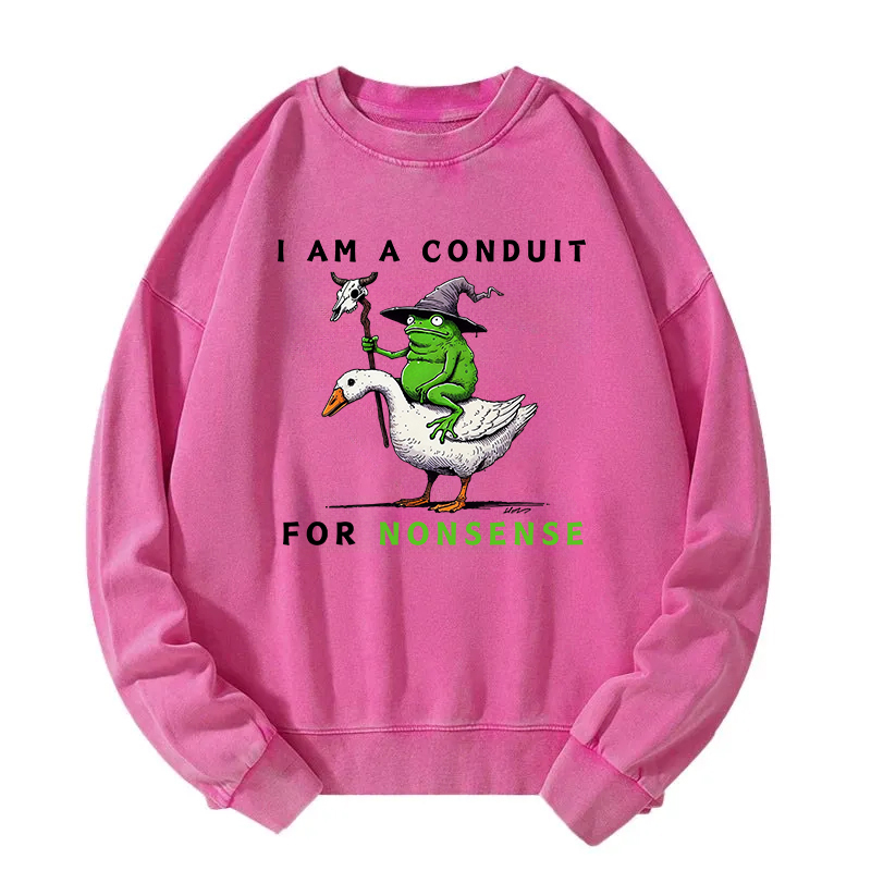 Funny Frog and Humor Goose Washed Sweatshirt
