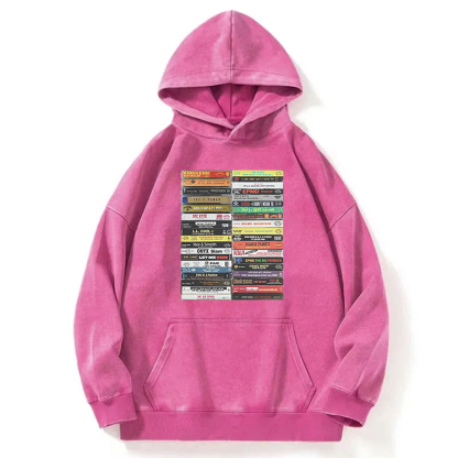Vintage 80s 90s Hip Hop Cassette Tapes Washed Hoodie
