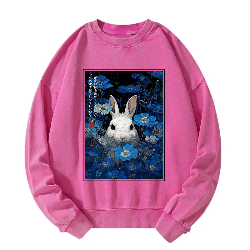 Whispers Of The Rabbit Among The Flowers Washed Sweatshirt