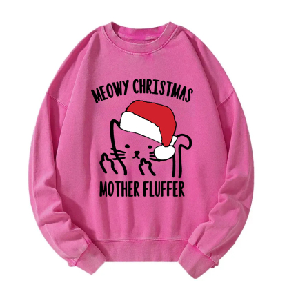 Funny Christmas Cat Meme Washed Sweatshirt