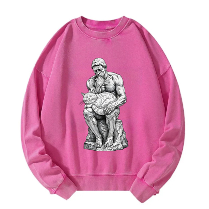 The Thinker's Cat Washed Sweatshirt