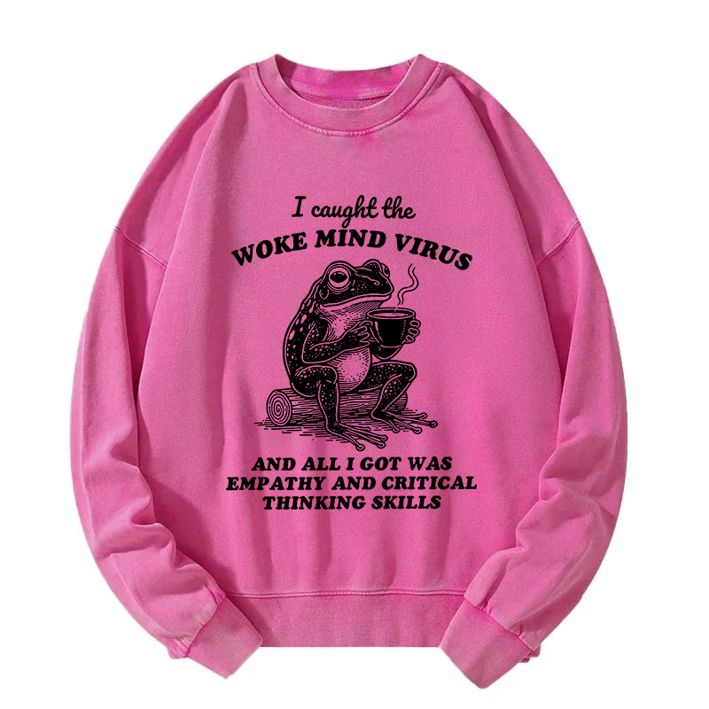 Awakened Thinking Virus Frog Washed Sweatshirt