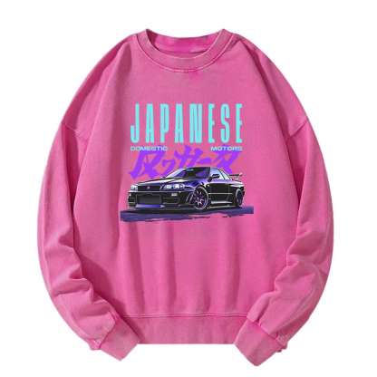 Japanese Retro Domestic Motors Washed Sweatshirt