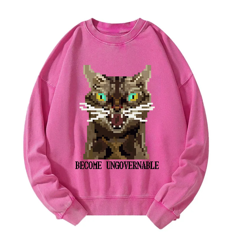 Angry Become Ungovernable Cat Washed Sweatshirt