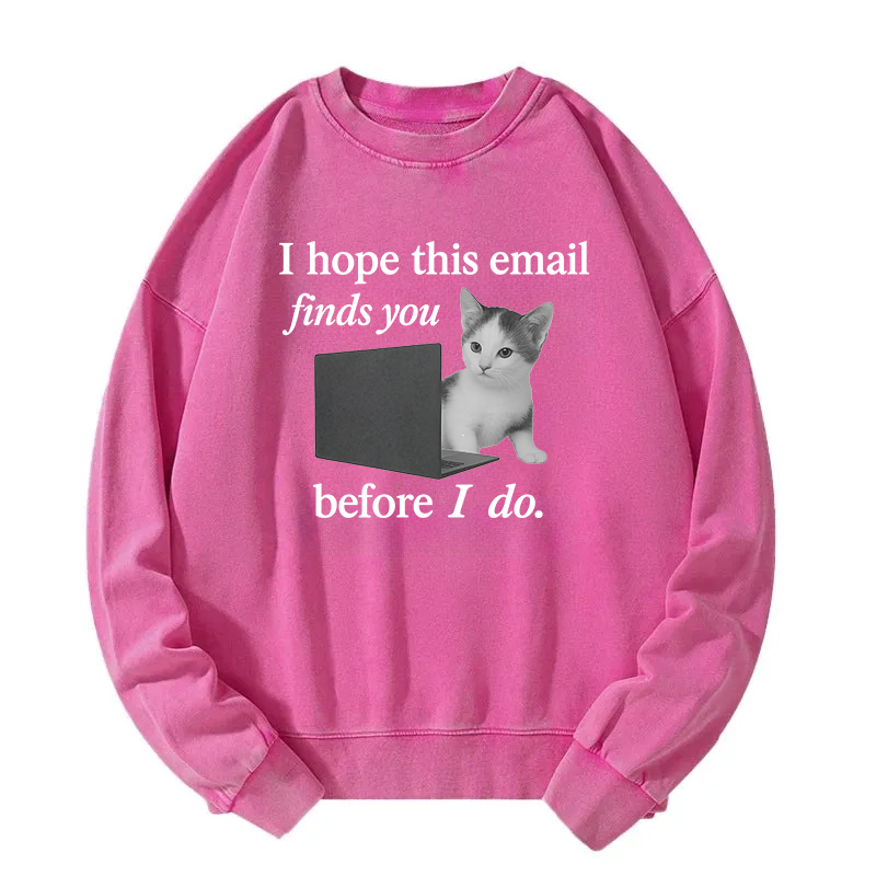 Funny Brainrot Cat Meme Washed Sweatshirt