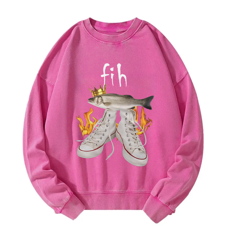 Fih Funny Meme Washed Sweatshirt