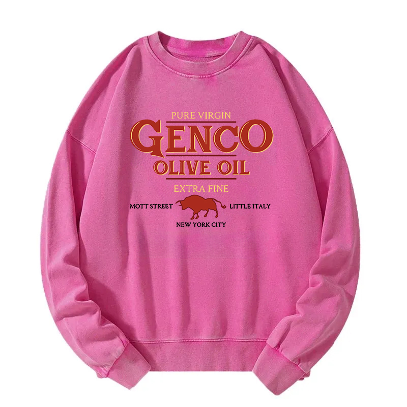 Genco Olive Oil Godfather Extra Virgin Retro Funny Meme Washed Sweatshirt
