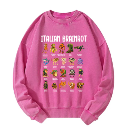 Italian Brainrot Funny Memes Washed Sweatshirt