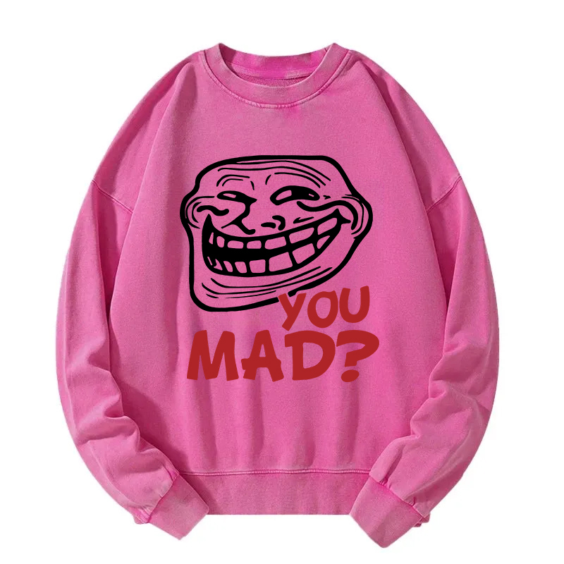 Retro Troll Face Funny Internet Meme Washed Sweatshirt