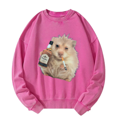 Smoking Rat Washed Sweatshirt