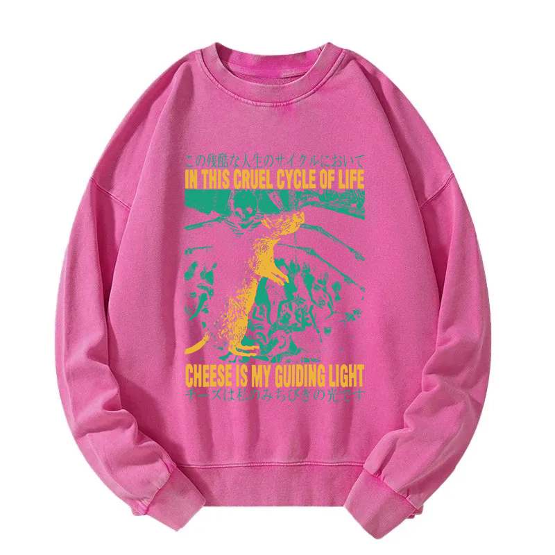 Cheese is My Guiding Light Rat Washed Sweatshirt