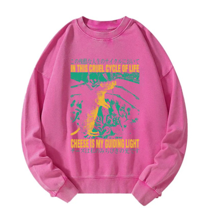 Cheese is My Guiding Light Rat Washed Sweatshirt