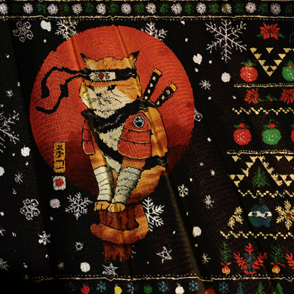 Ninja Cat Christmas Ugly Sweatshirts